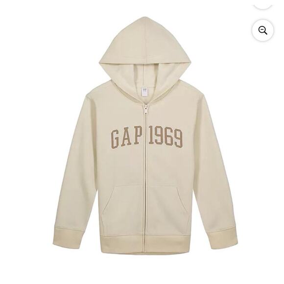 Gap Kids Boys Full Zip Fleece Hoodie Size XSmall 4/5 Birch - Picture 2 of 8